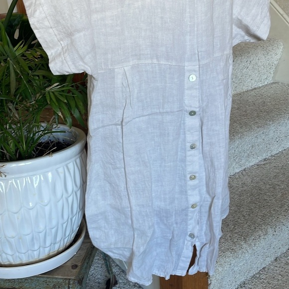 Terzo Millennio Women's White Cream Linen Tunic Top - Picture 9 of 13
